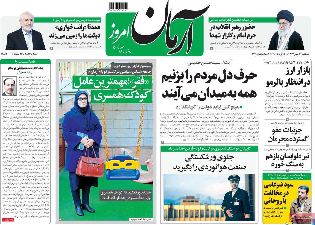 A Look at Iranian Newspaper Front Pages on January 31