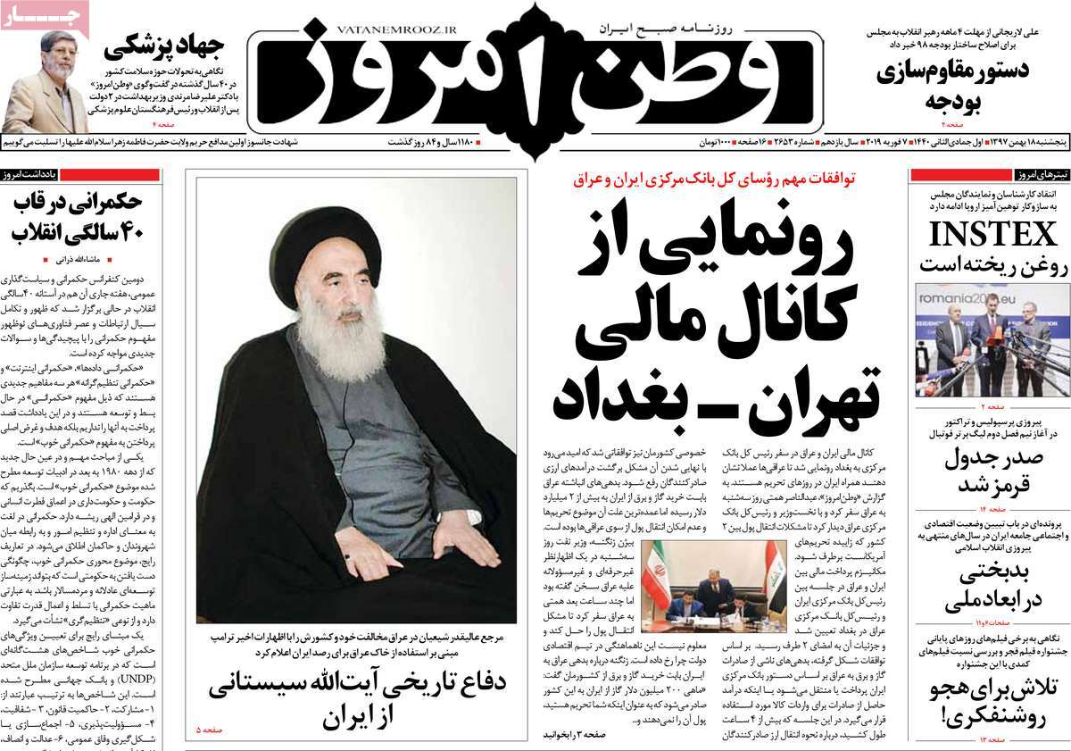 A Look at Iranian Newspaper Front Pages on February 7