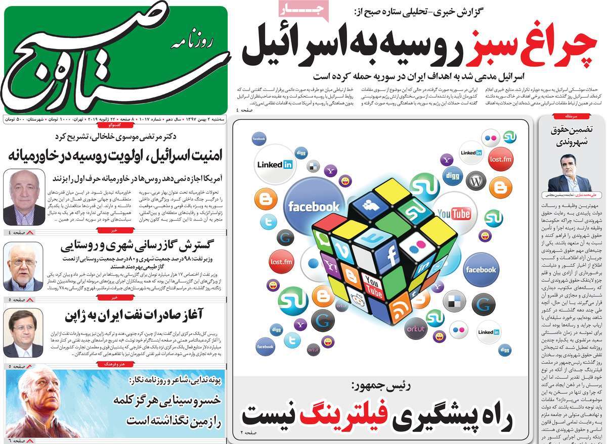 A Look at Iranian Newspaper Front Pages on January 22