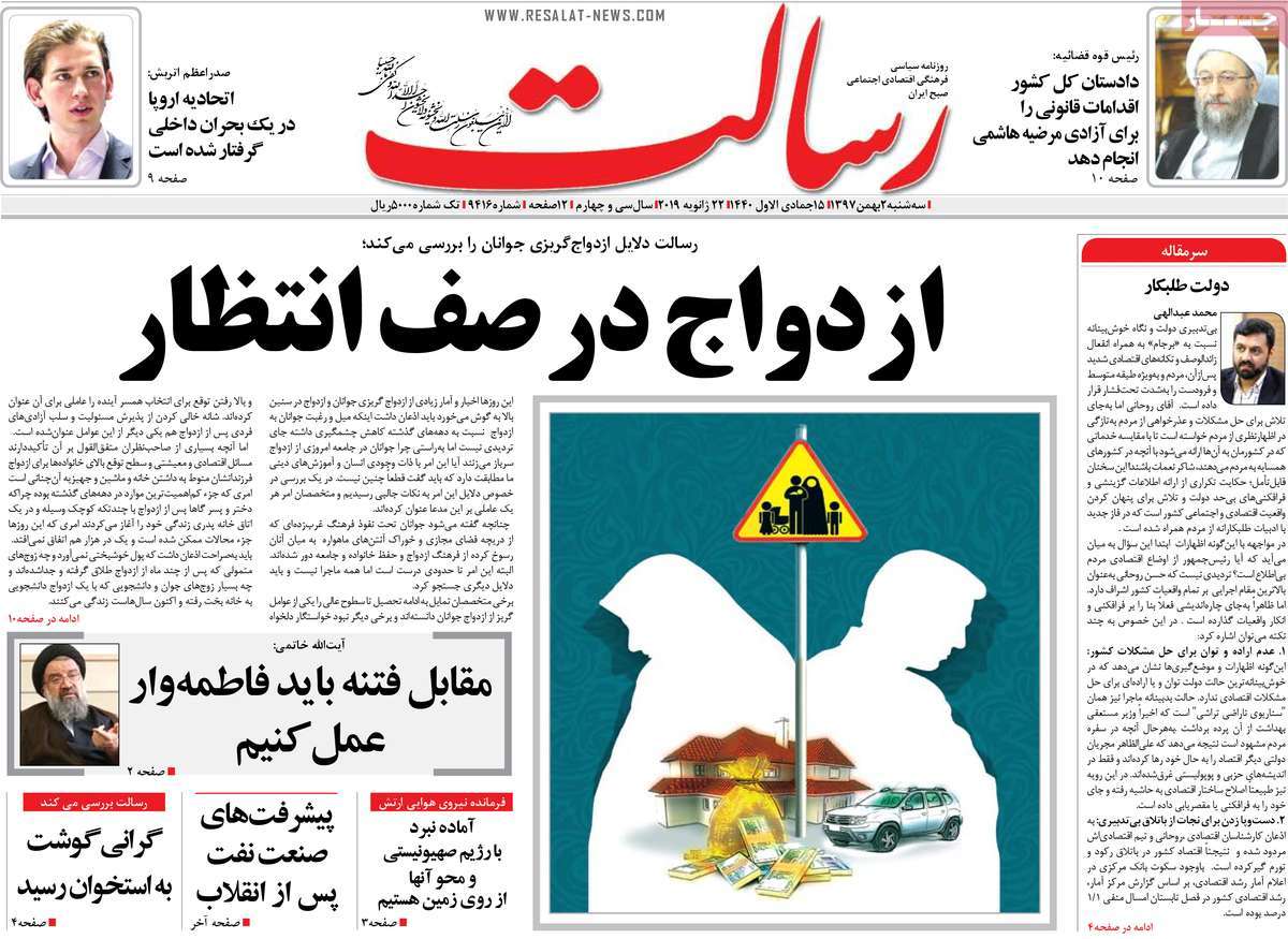 A Look at Iranian Newspaper Front Pages on January 22