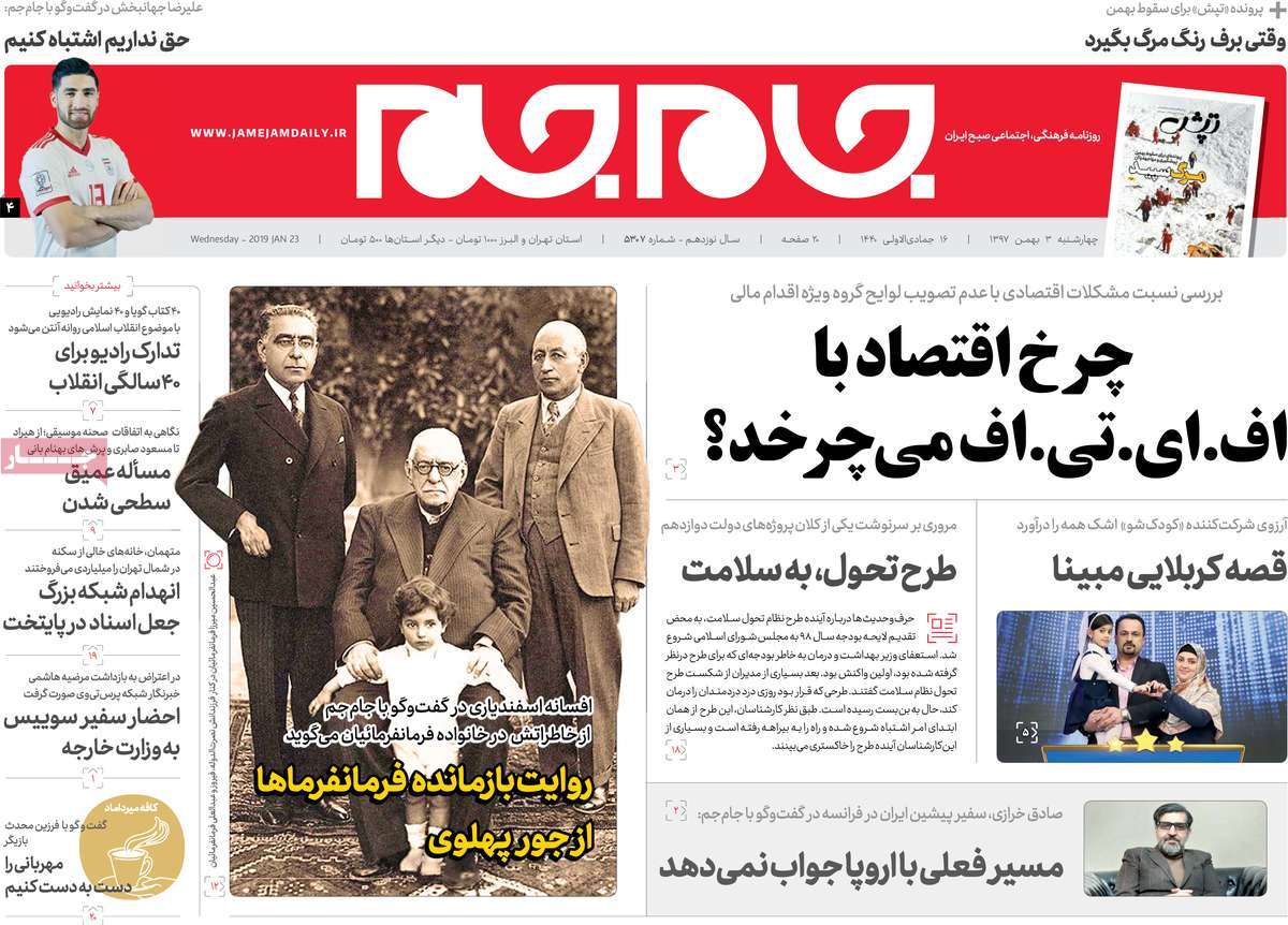 A Look at Iranian Newspaper Front Pages on January 23