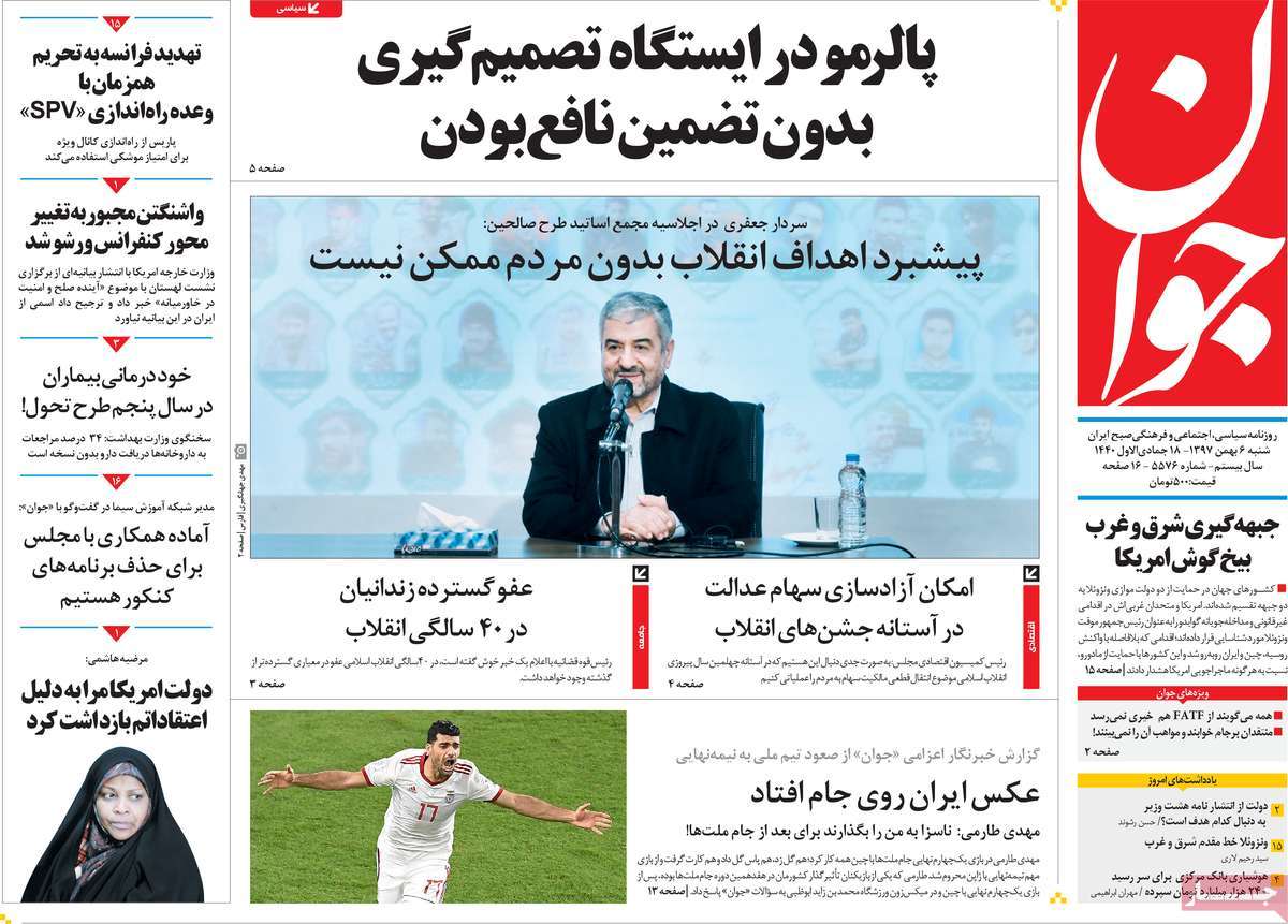 A Look at Iranian Newspaper Front Pages on January 26
