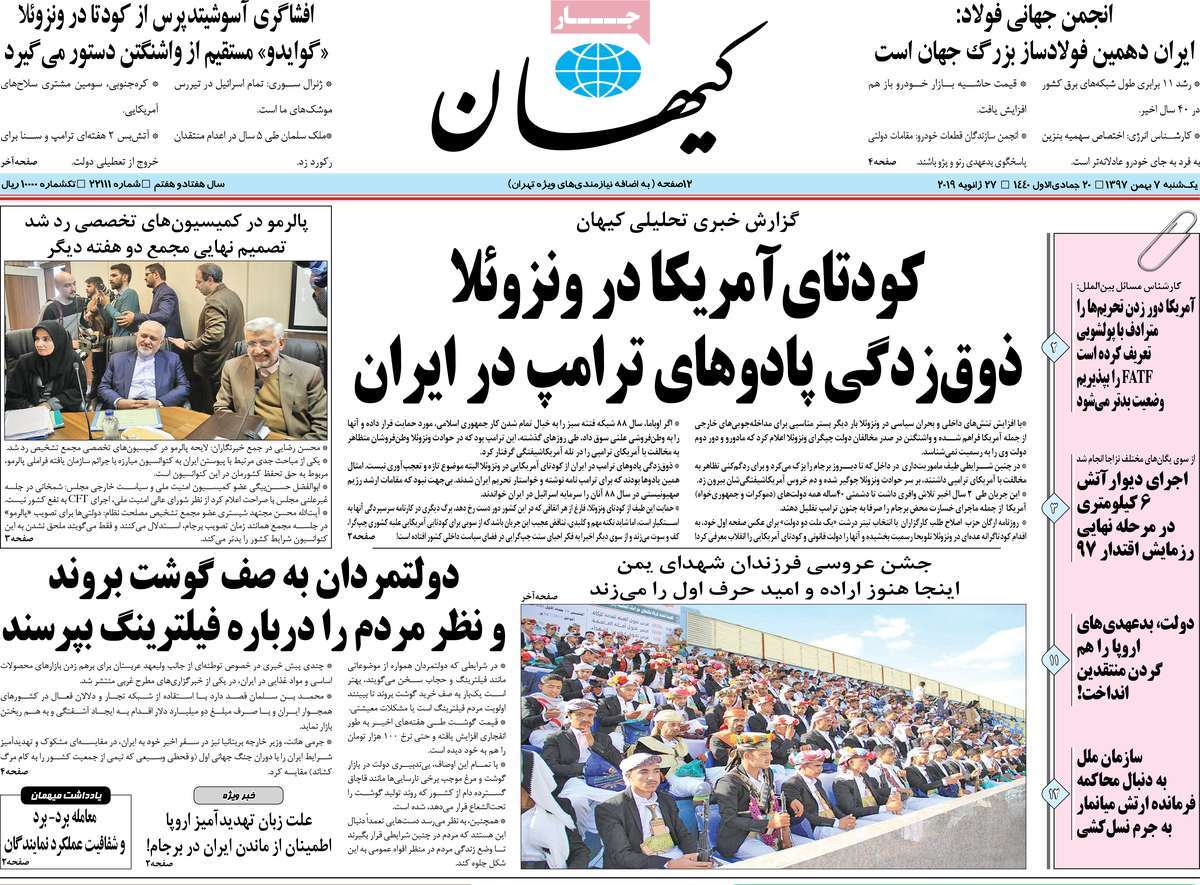 A Look at Iranian Newspaper Front Pages on January 27