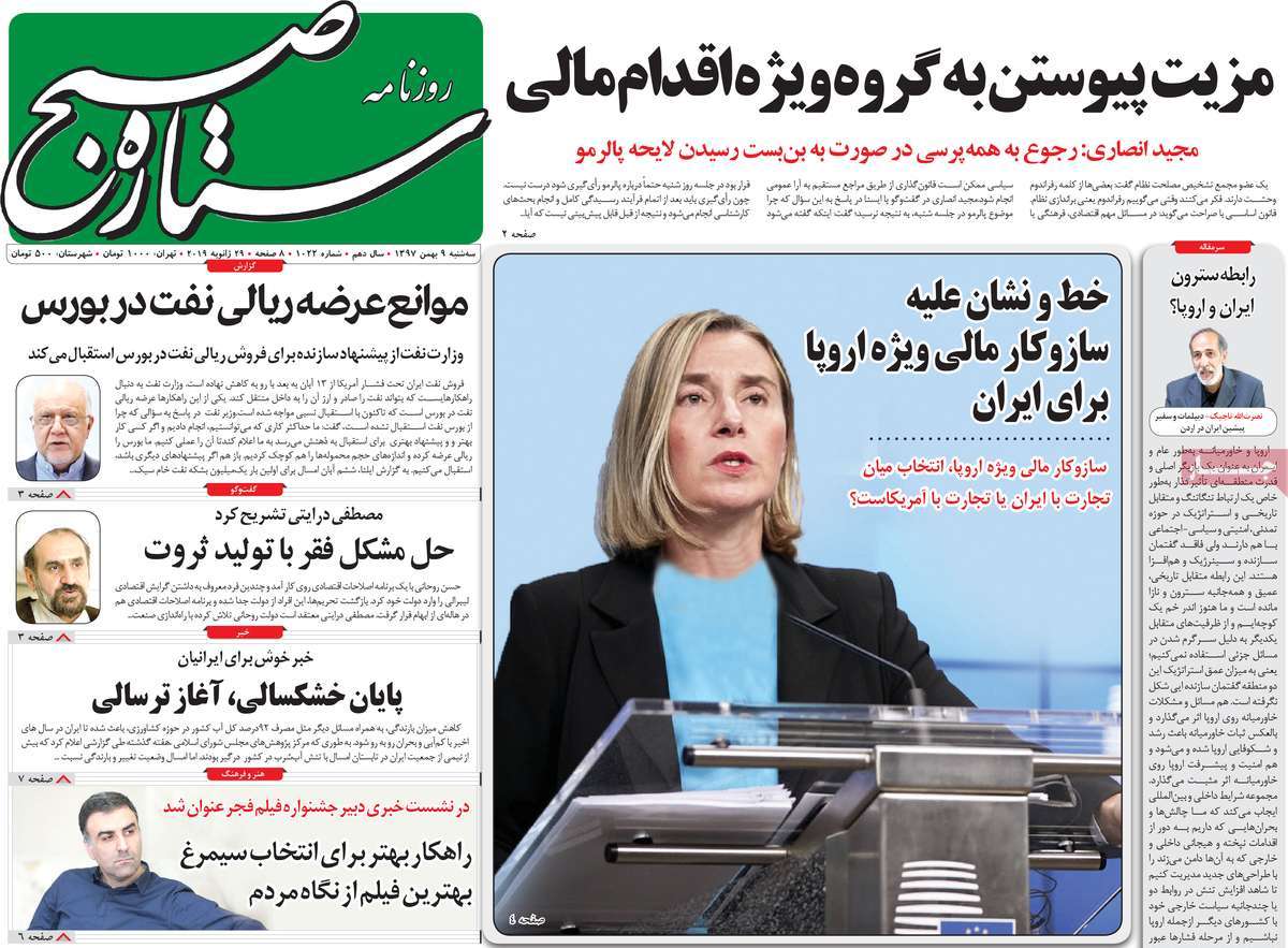 A Look at Iranian Newspaper Front Pages on January 29