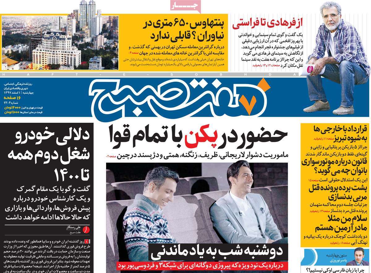 A Look at Iranian Newspaper Front Pages on February 20