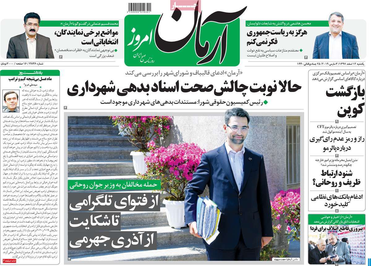 A Look at Iranian Newspaper Front Pages on March 3