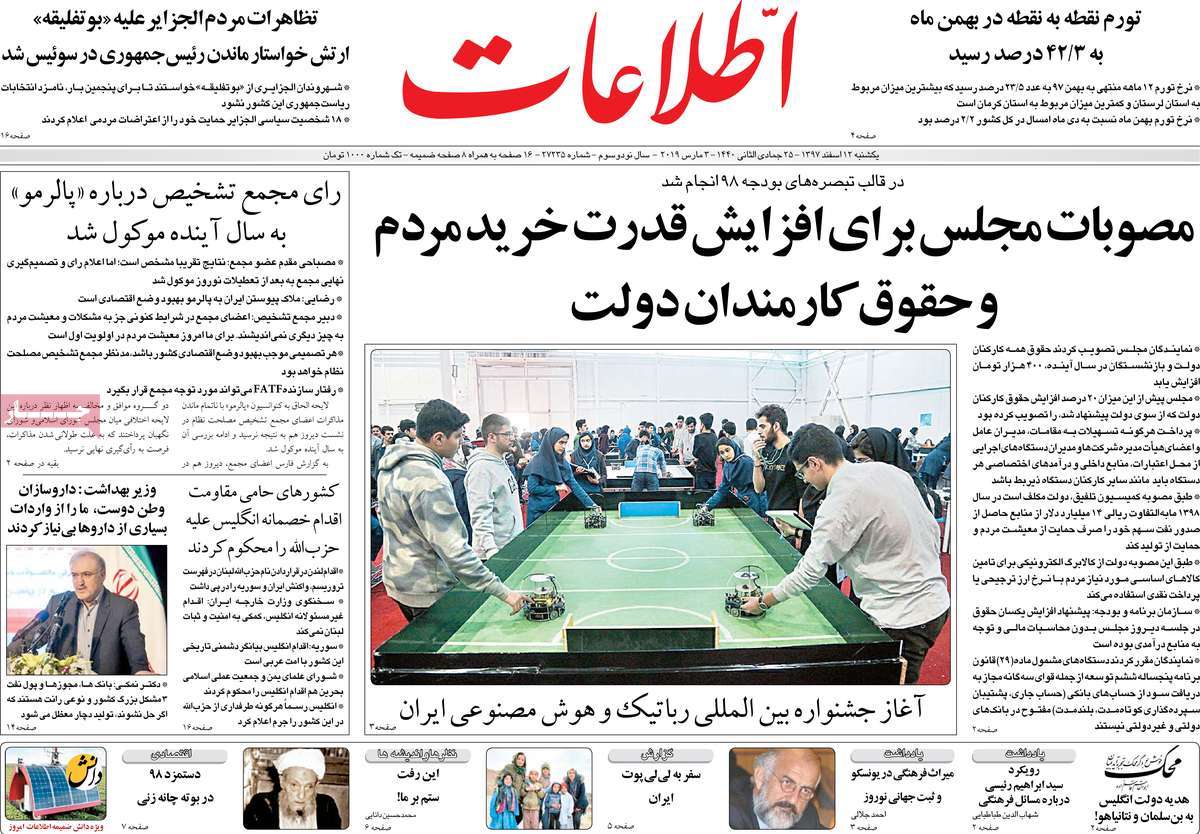 A Look at Iranian Newspaper Front Pages on March 3