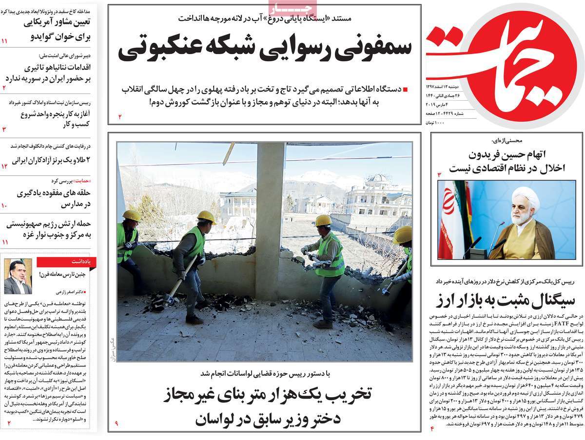 A Look at Iranian Newspaper Front Pages on March 4