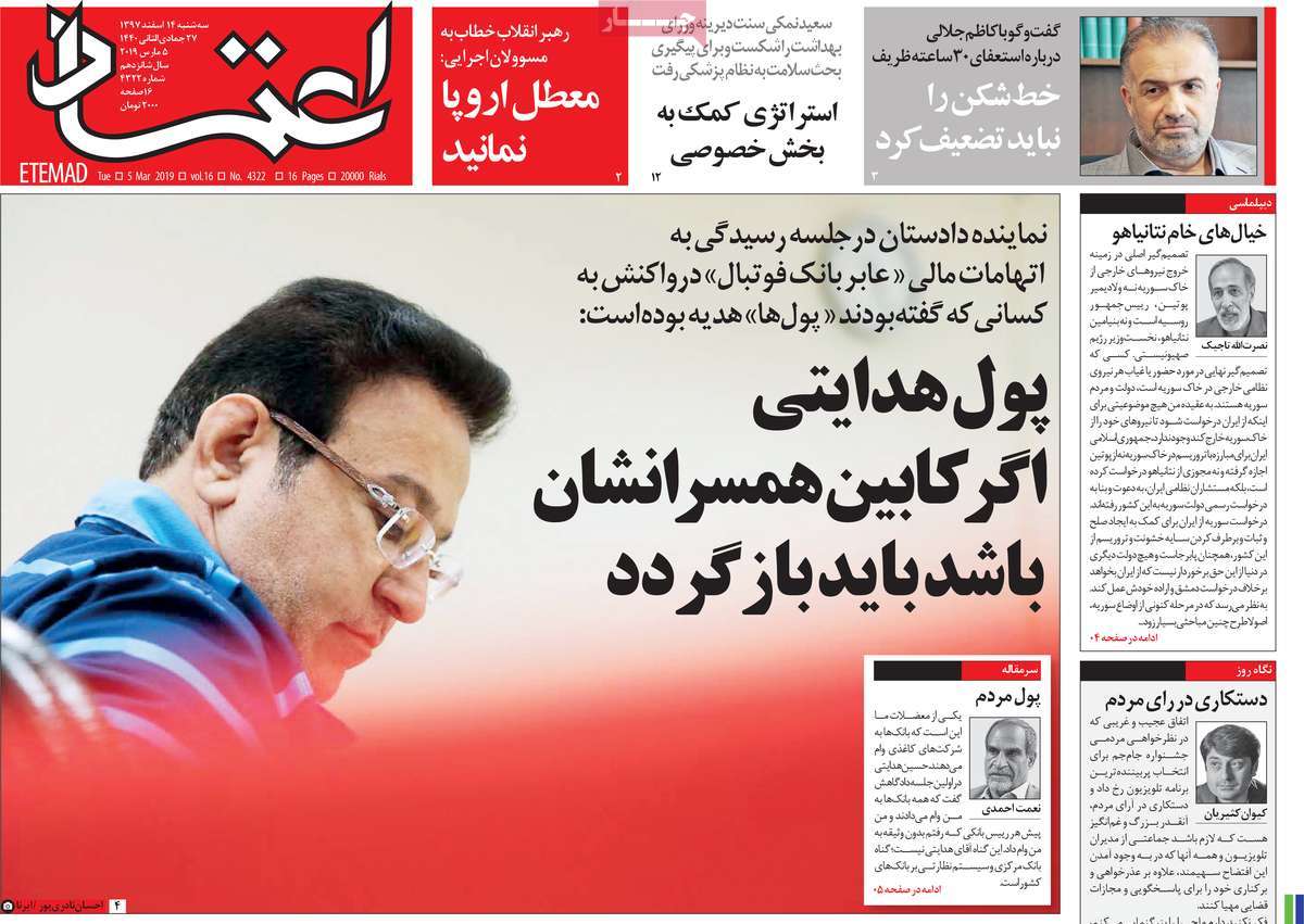 A Look at Iranian Newspaper Front Pages on March 5