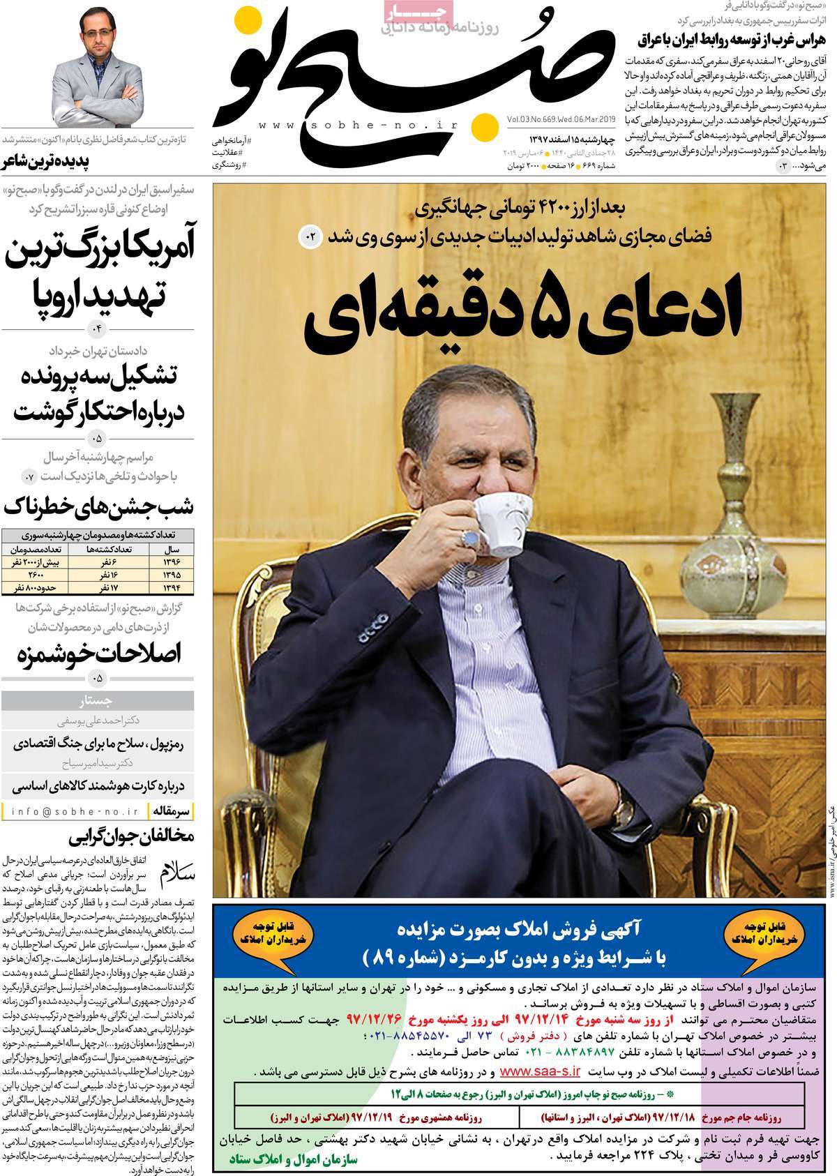 A Look at Iranian Newspaper Front Pages on March 6