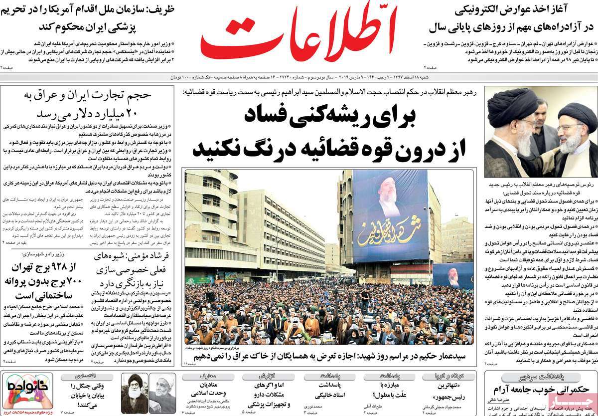 A Look at Iranian Newspaper Front Pages on March 9