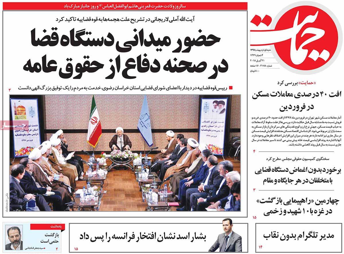 A Look at Iranian Newspaper Front Pages on April 21