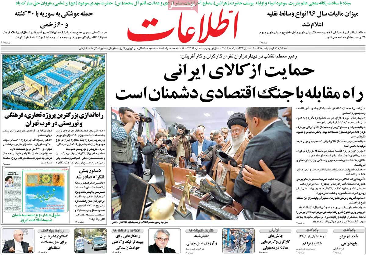 A Look at Iranian Newspaper Front Pages on May 1