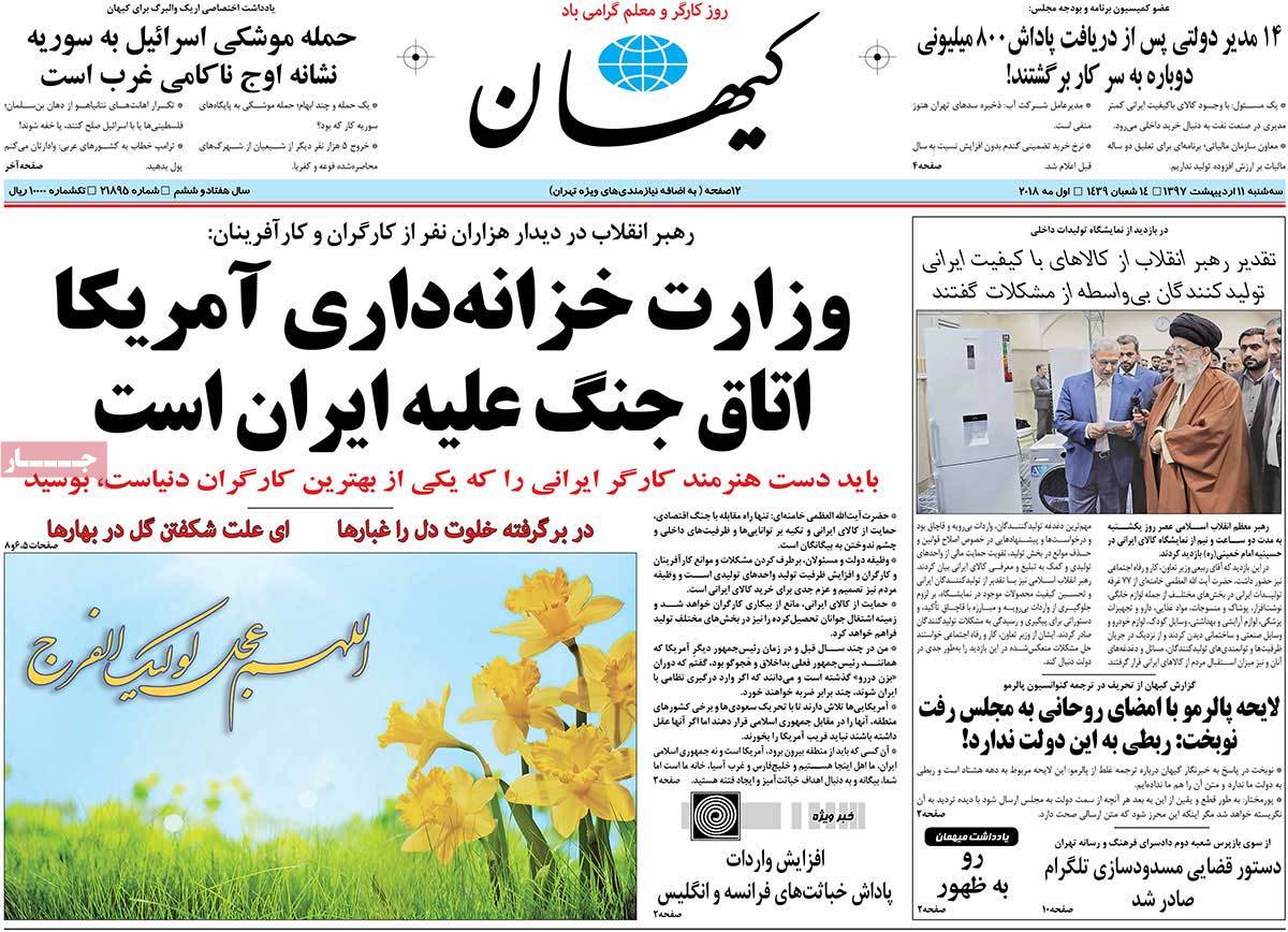 A Look at Iranian Newspaper Front Pages on May 1