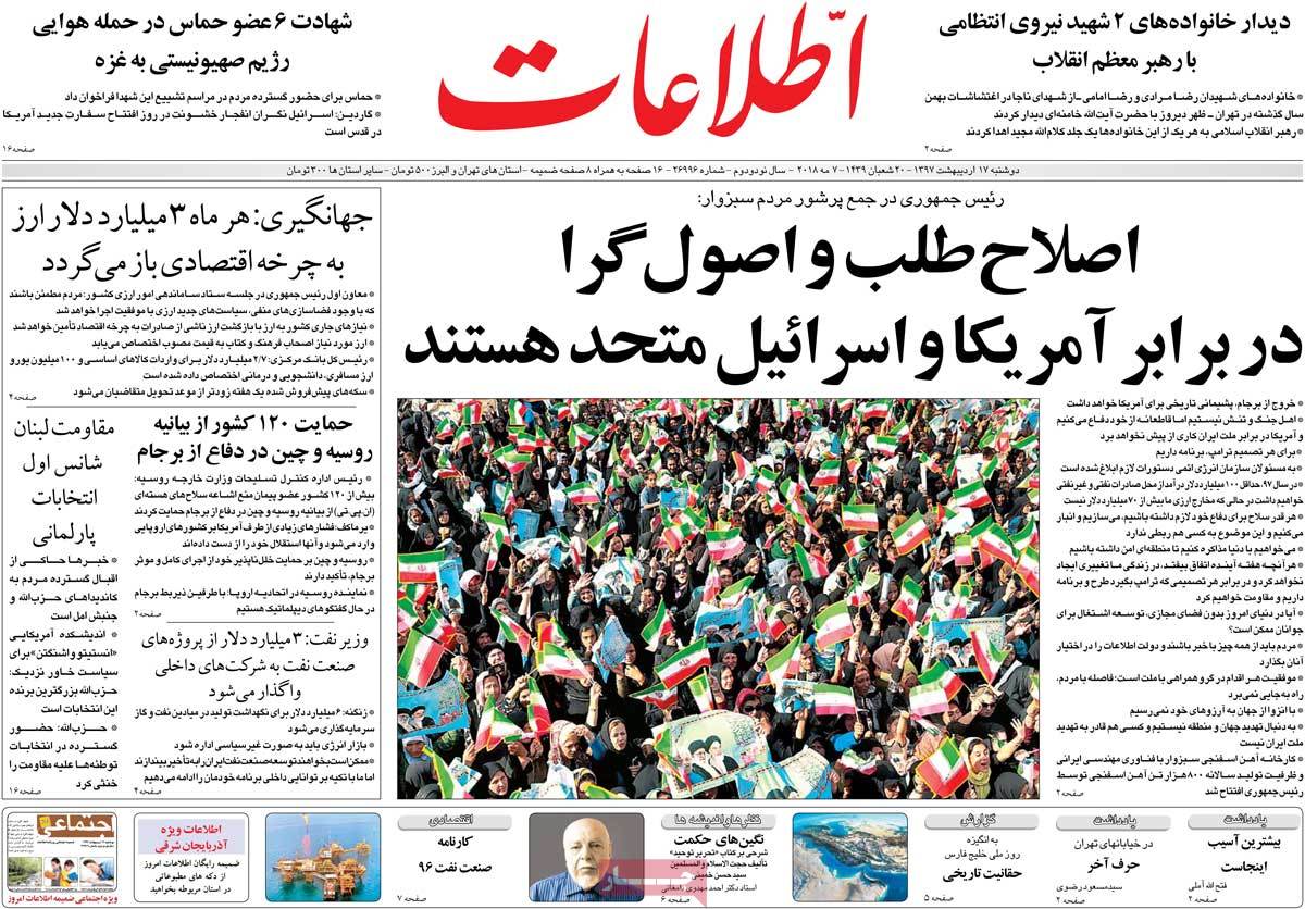 A Look at Iranian Newspaper Front Pages on May 7