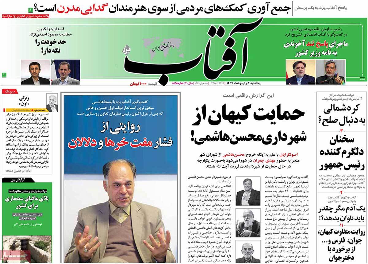 A Look at Iranian Newspaper Front Pages on April 22