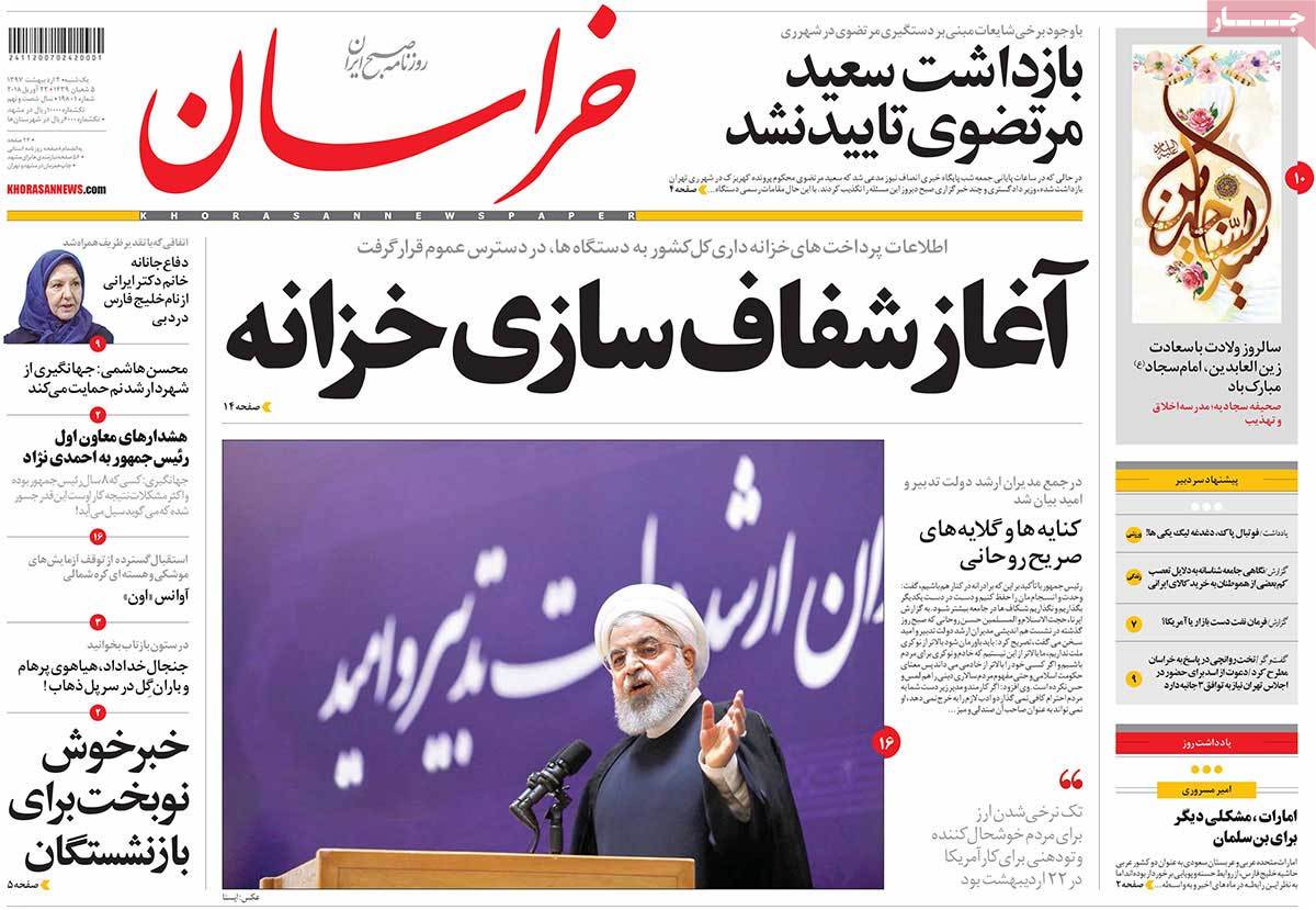 A Look at Iranian Newspaper Front Pages on April 22