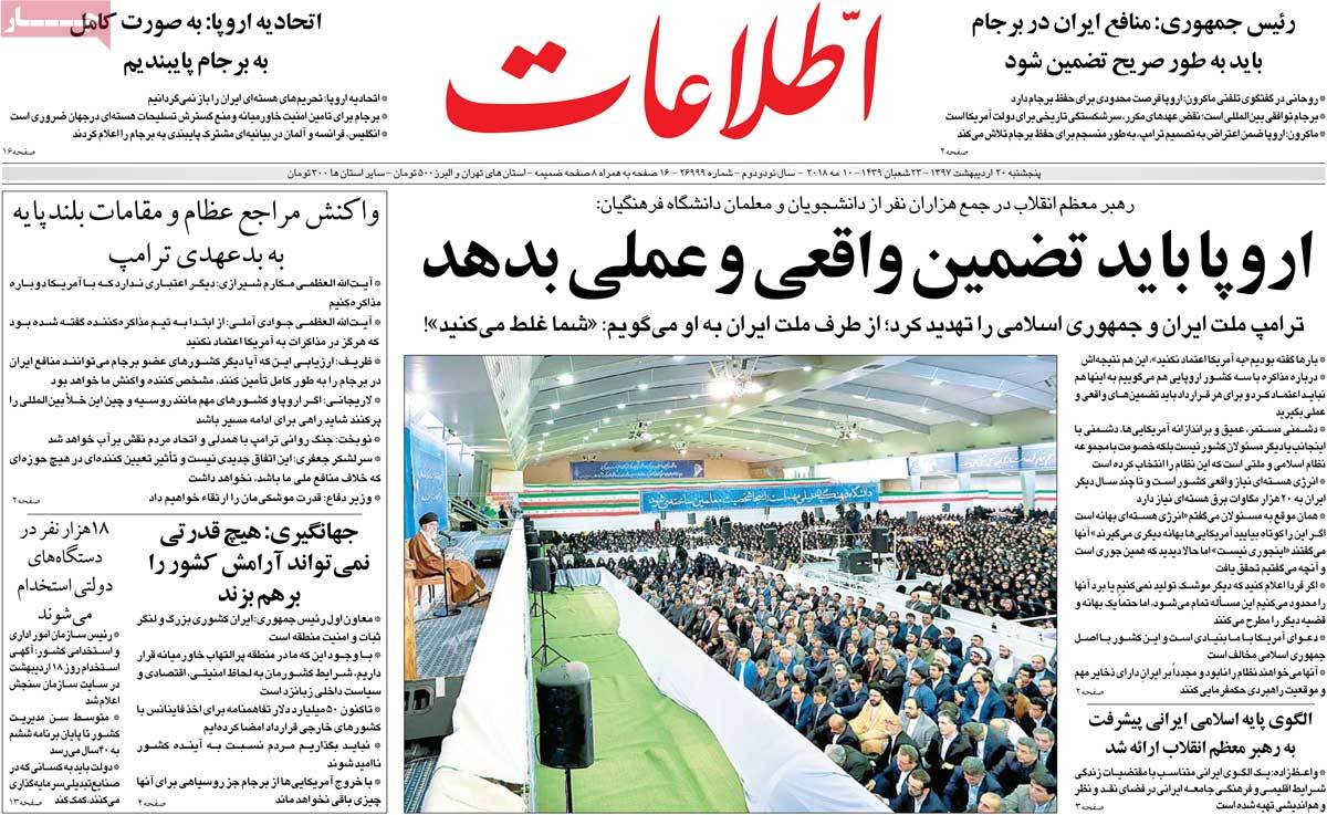 A Look at Iranian Newspaper Front Pages on May 10