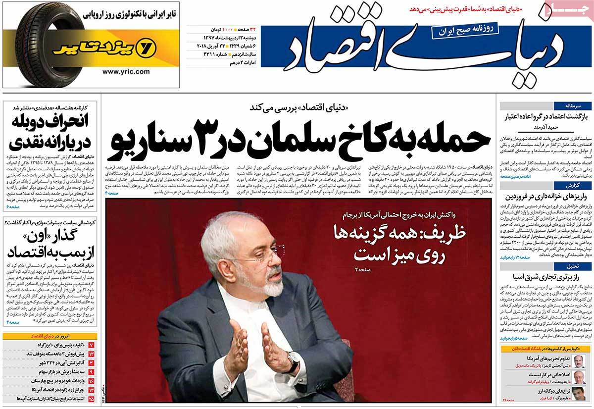 A Look at Iranian Newspaper Front Pages on April 23