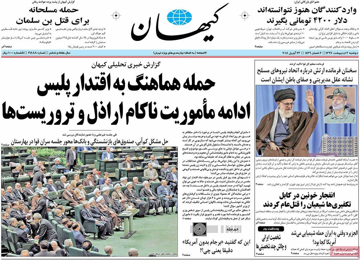 A Look at Iranian Newspaper Front Pages on April 23