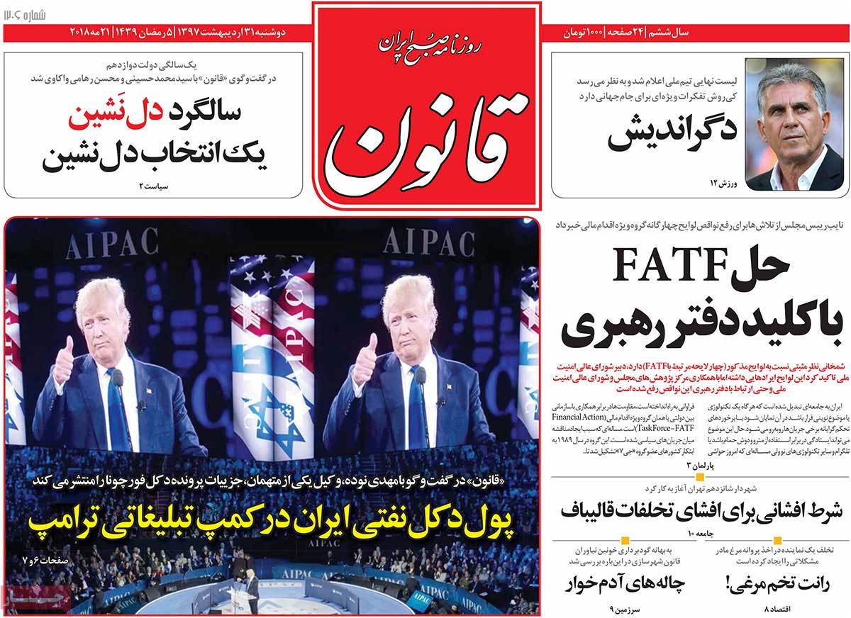 A Look at Iranian Newspaper Front Pages on May 21