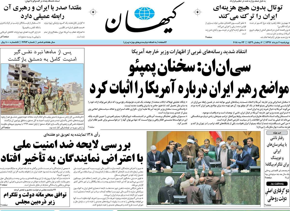 A Look at Iranian Newspaper Front Pages on May 23