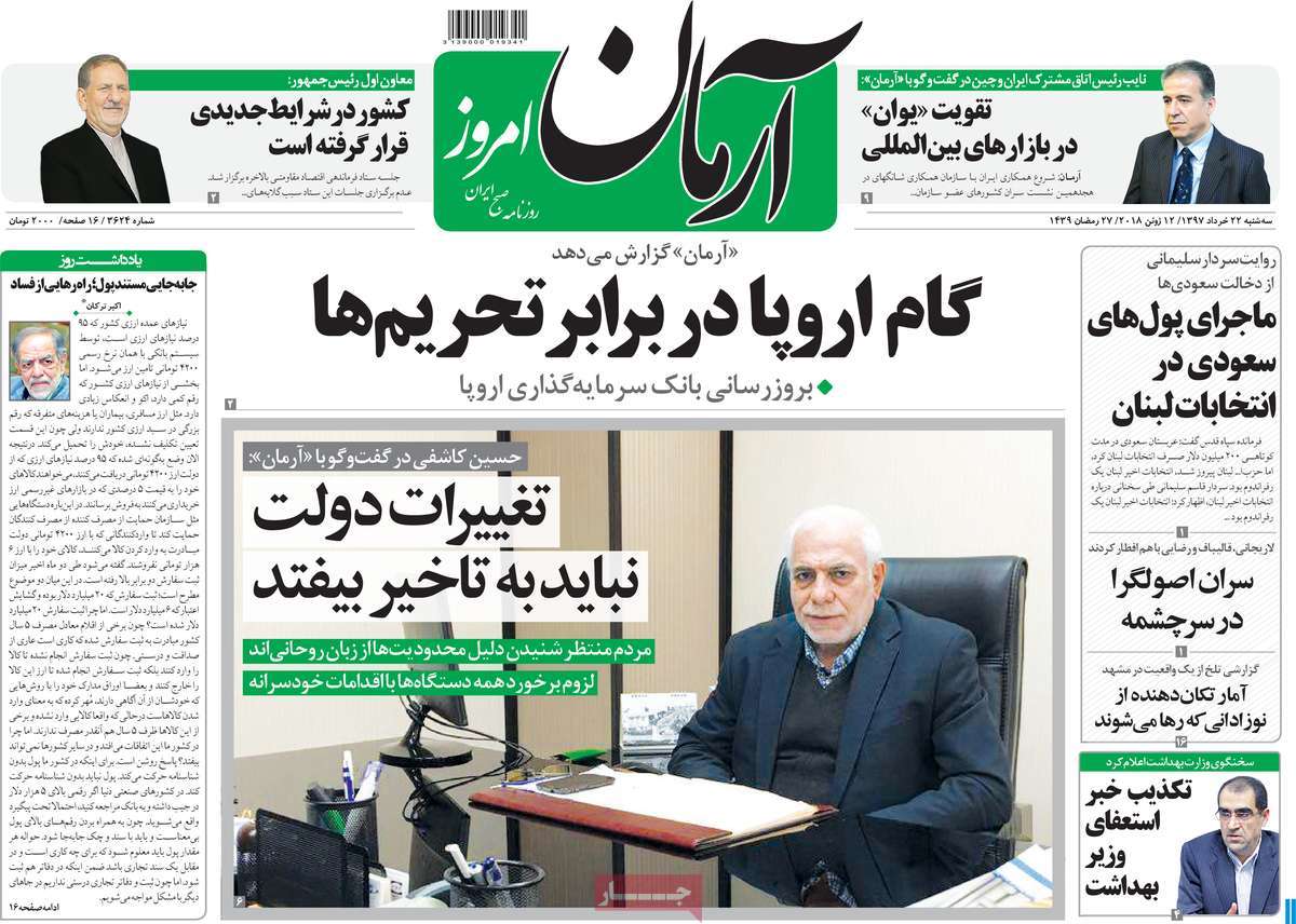 A Look at Iranian Newspaper Front Pages on June 12