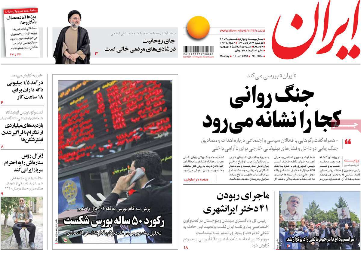 A Look at Iranian Newspaper Front Pages on June 18