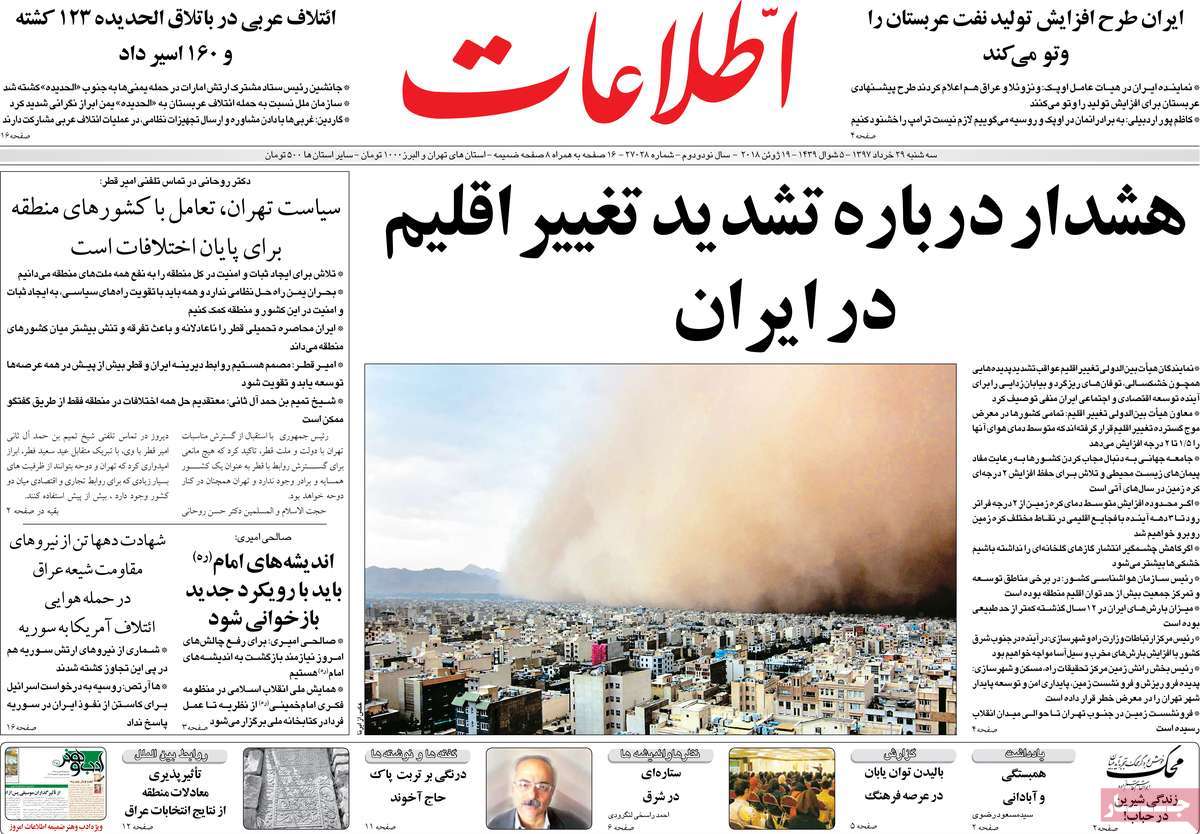 A Look at Iranian Newspaper Front Pages on June 19