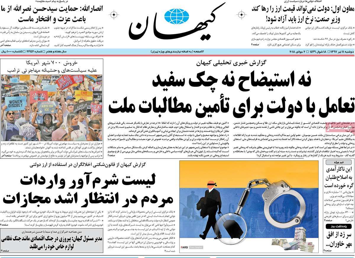 A Look at Iranian Newspaper Front Pages on July 2