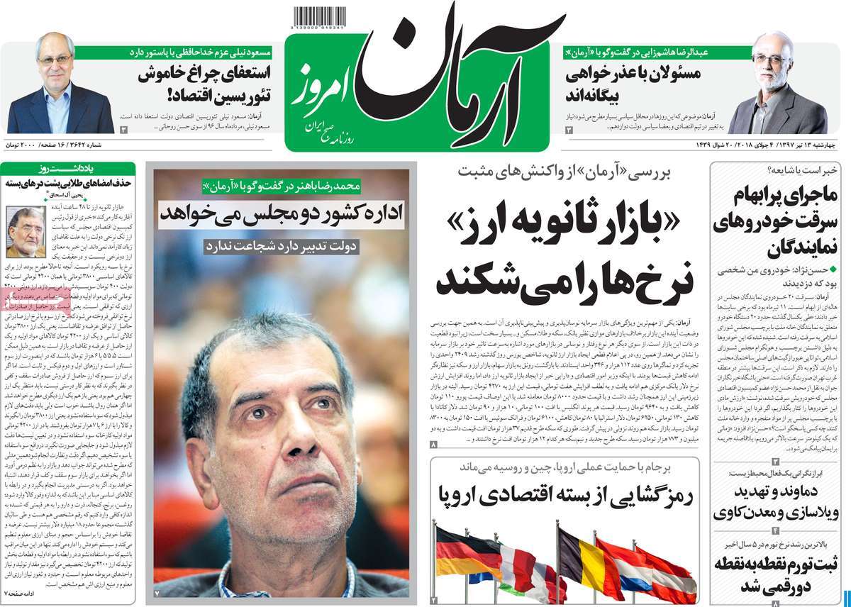 A Look at Iranian Newspaper Front Pages on July 4