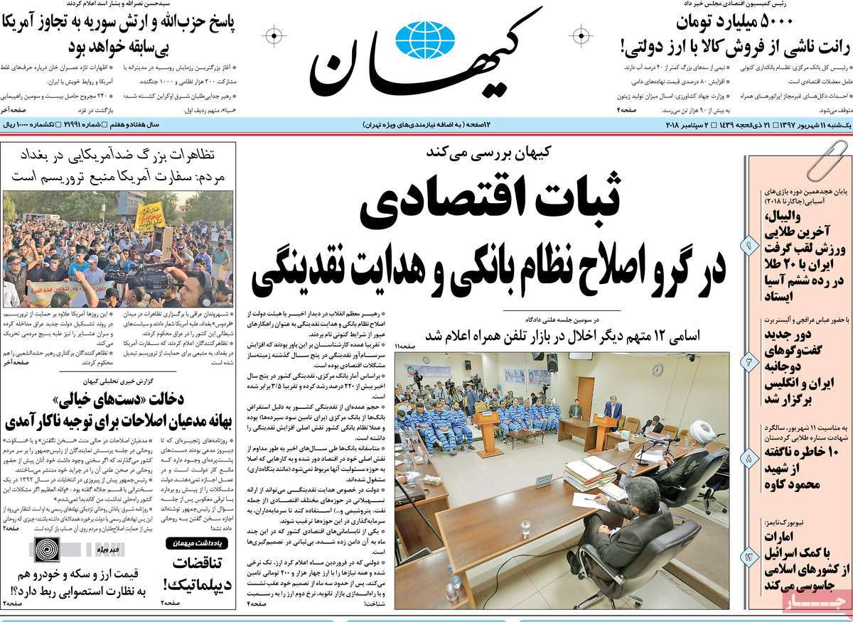 A Look at Iranian Newspaper Front Pages on September 2