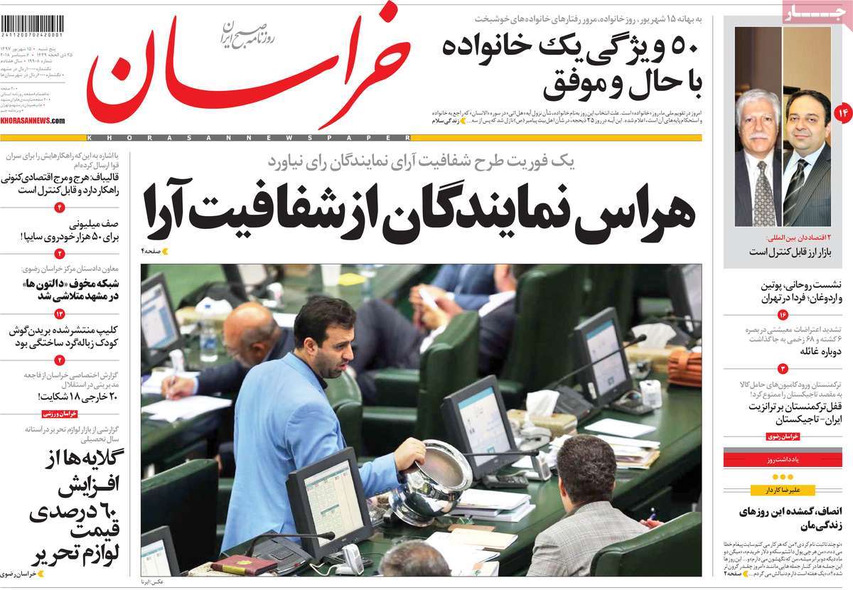 A Look at Iranian Newspaper Front Pages on September 6