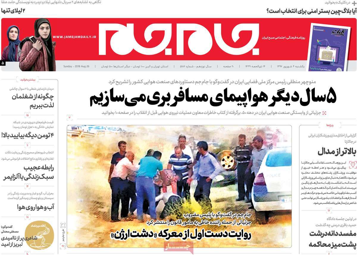 A Look at Iranian Newspaper Front Pages on August 26