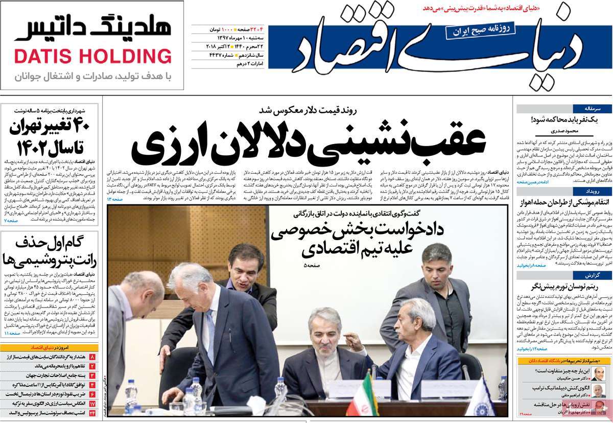 A Look at Iranian Newspaper Front Pages on October 2