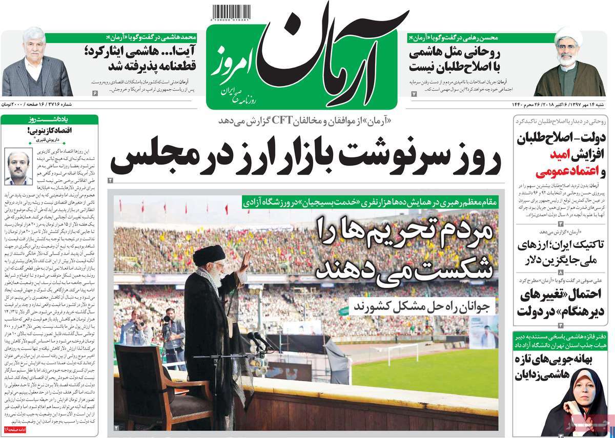 A Look at Iranian Newspaper Front Pages on October 6