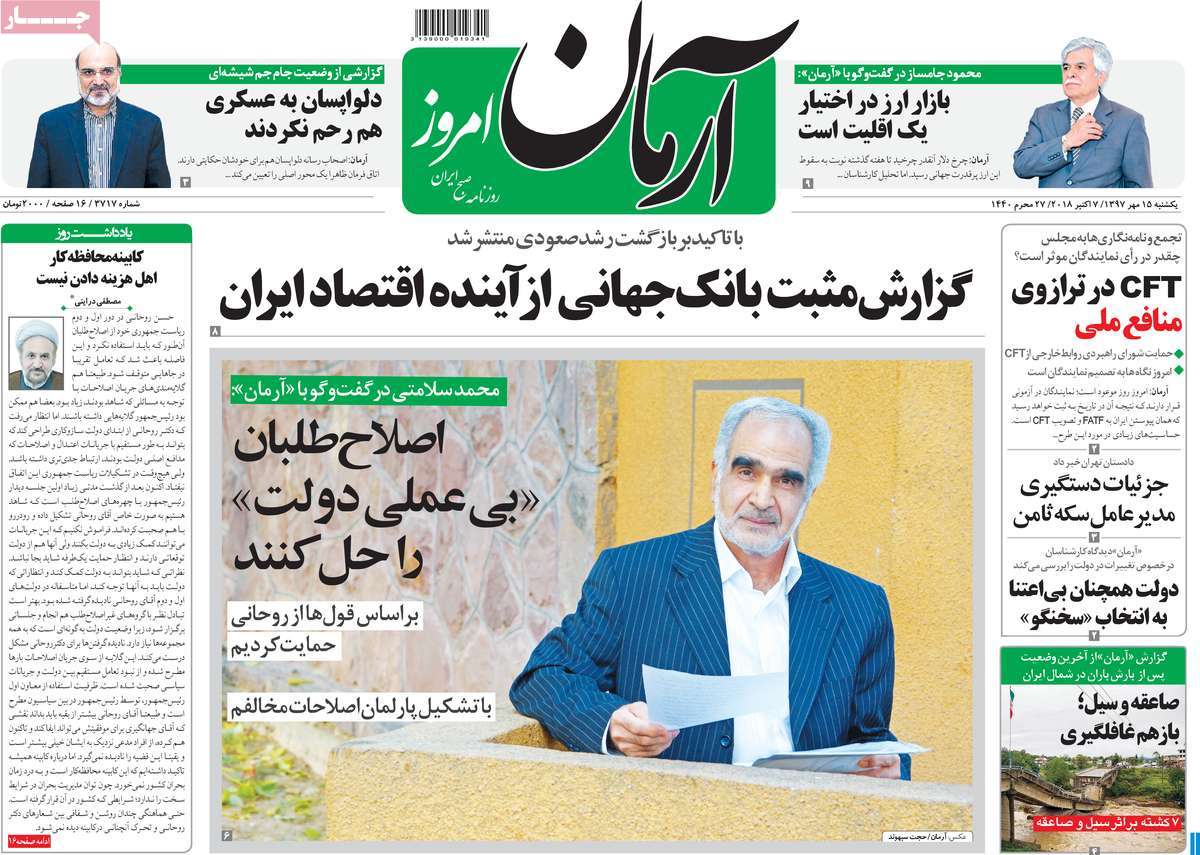 A Look at Iranian Newspaper Front Pages on October 7