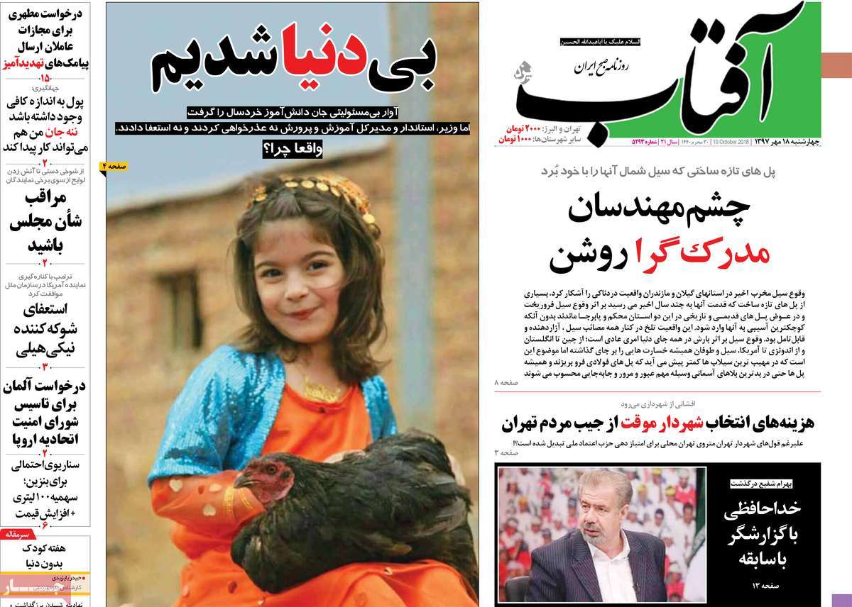 A Look at Iranian Newspaper Front Pages on October 10