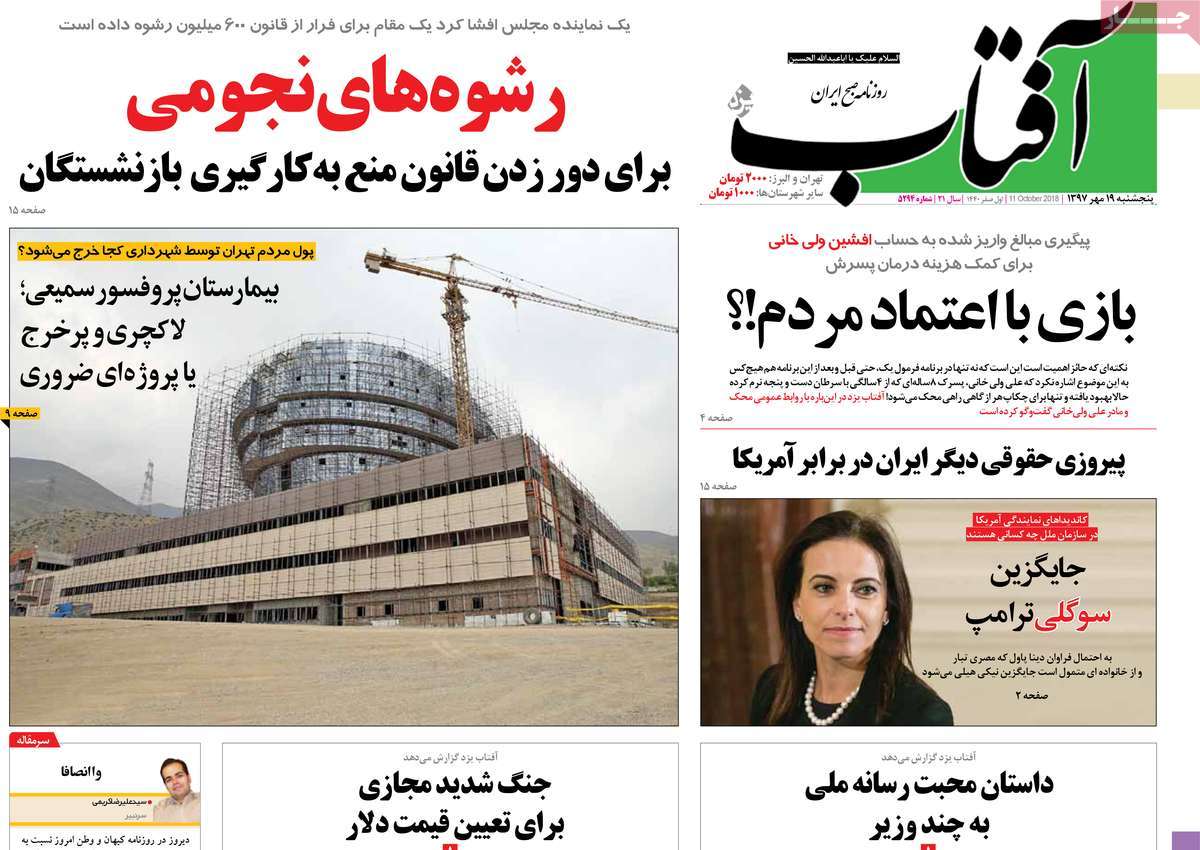 A Look at Iranian Newspaper Front Pages on October 11