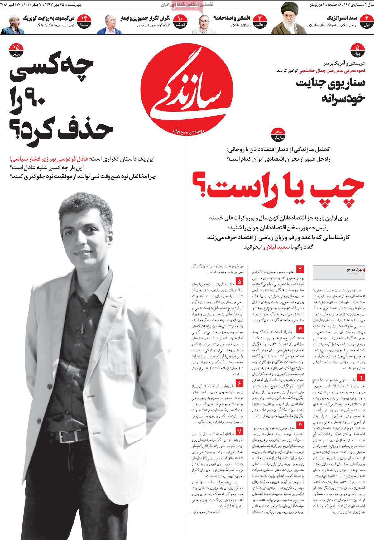 A Look at Iranian Newspaper Front Pages on October 17