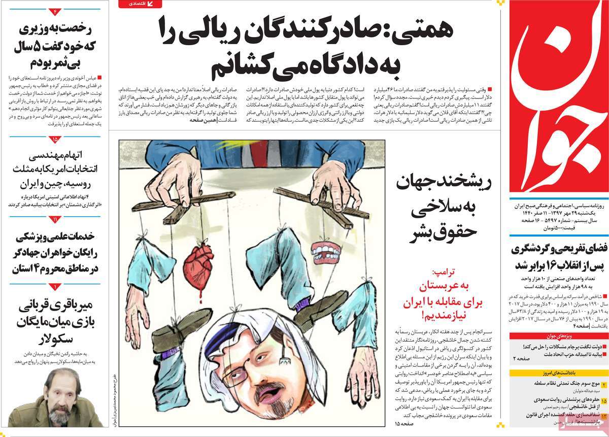 A Look at Iranian Newspaper Front Pages on October 21