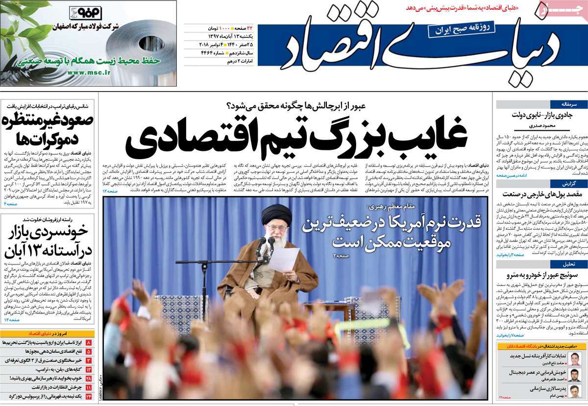 A Look at Iranian Newspaper Front Pages on November 4