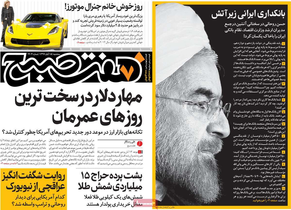 A Look at Iranian Newspaper Front Pages on November 6