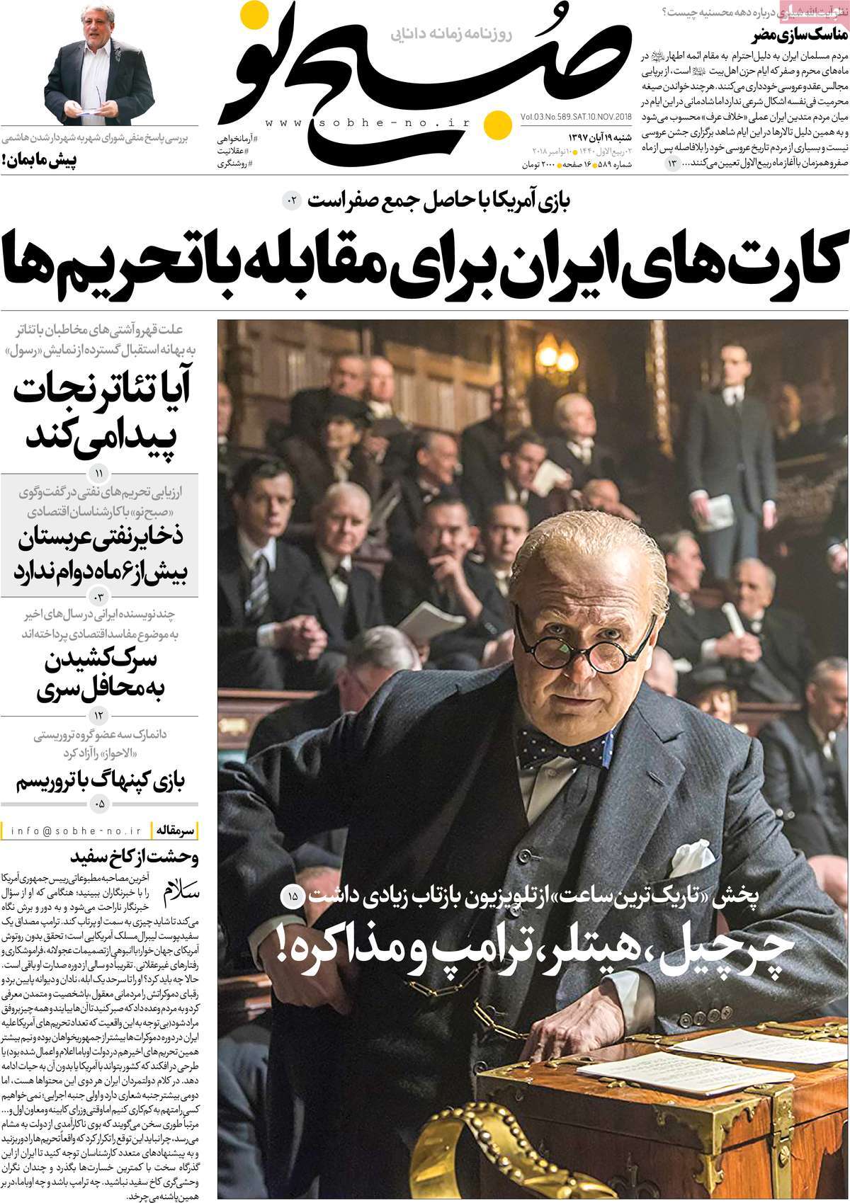 A Look at Iranian Newspaper Front Pages on November 10