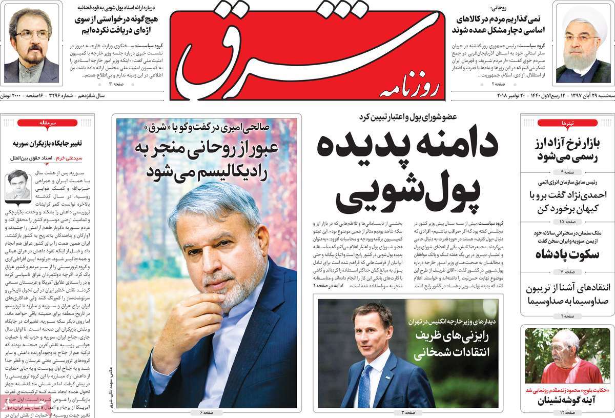 A Look at Iranian Newspaper Front Pages on November 20