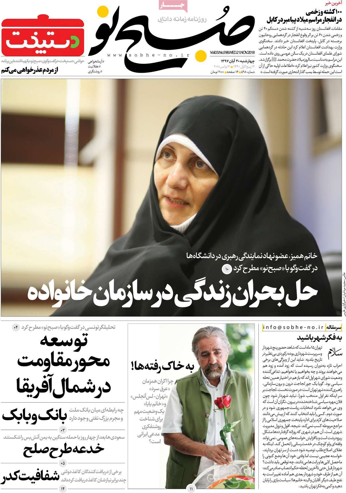 A Look at Iranian Newspaper Front Pages on November 21