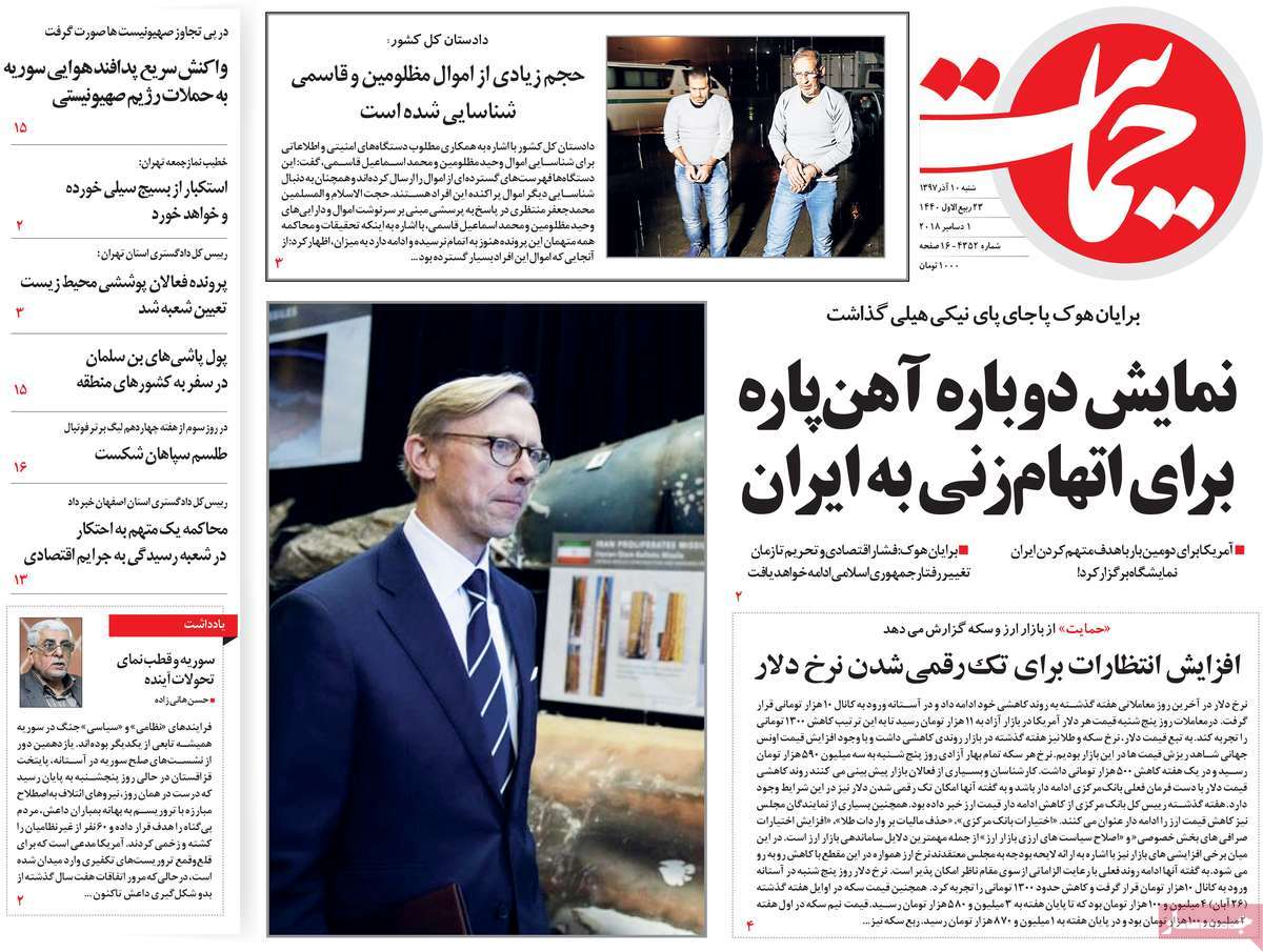 A Look at Iranian Newspaper Front Pages on December 1