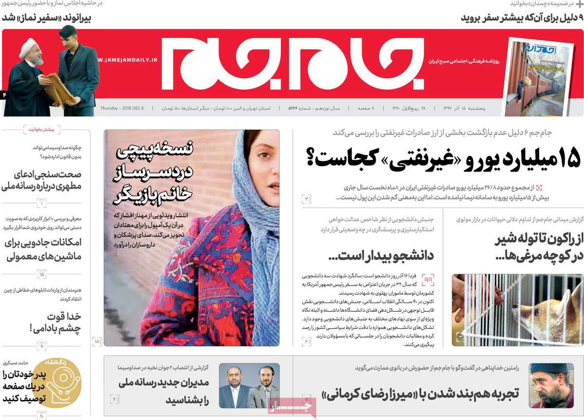 A Look at Iranian Newspaper Front Pages on December 6