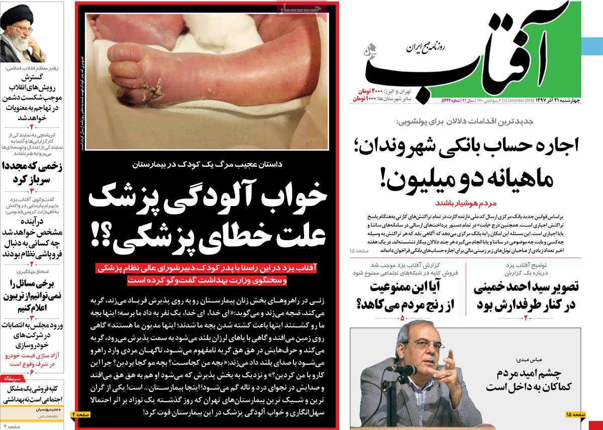 Look at Iranian Newspaper Front Pages on December 12