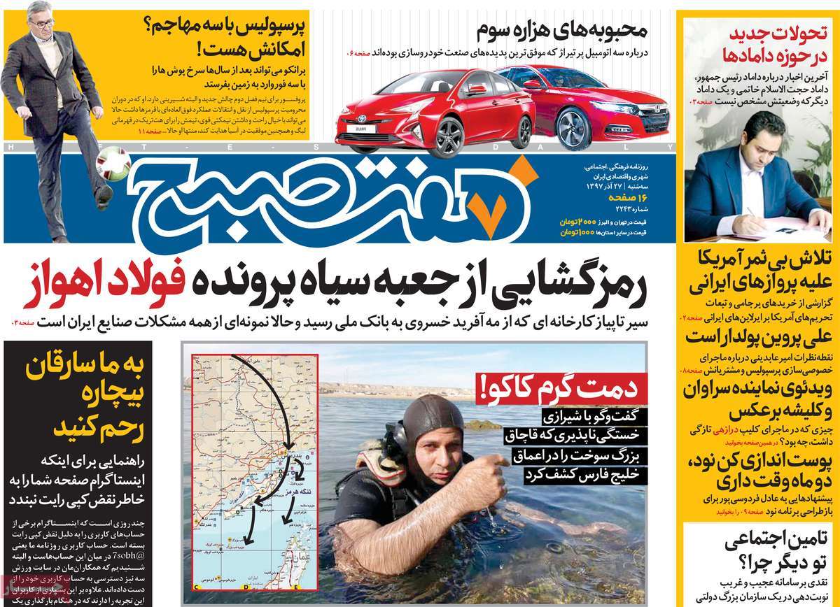 A Look at Iranian Newspaper Front Pages on December 18